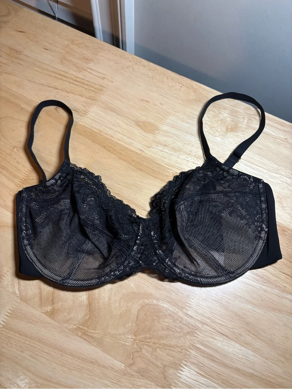 Natori 34D Feathers Refresh Unlined Underwire Bra NWOT 734331 Black Sexy